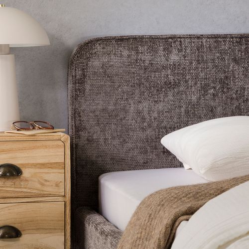 Lit Simple Leverda 90 X 190 Cm, Revêtement En Tissu - Gris