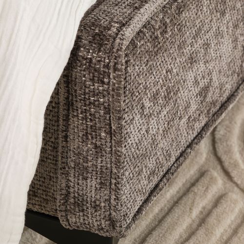 Lit Simple Leverda 90 X 190 Cm, Revêtement En Tissu - Gris