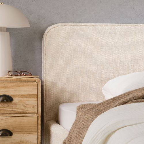 Lit Simple Leverda 90 X 190 Cm, Revêtement En Tissu - Blanc