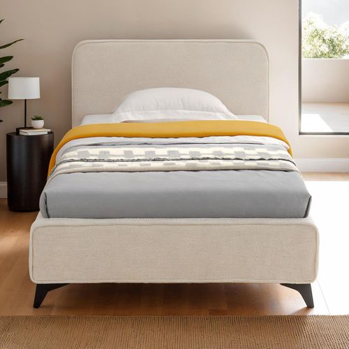 Lit Simple Leverda 90 X 190 Cm, Revêtement En Tissu - Blanc