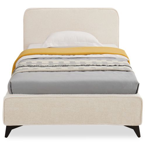 Lit Simple Leverda 90 X 190 Cm, Revêtement En Tissu - Blanc