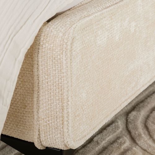 Lit Simple Leverda 90 X 190 Cm, Revêtement En Tissu - Blanc