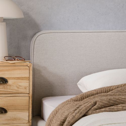 Lit Simple Belarti 90 X 190 Cm, Revêtement En Tissu - Gris Clair