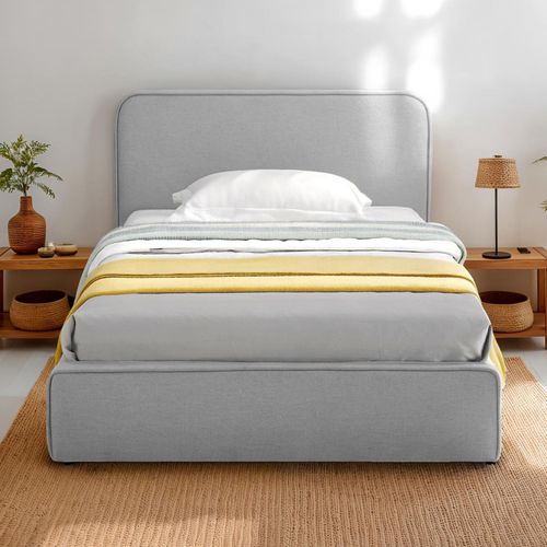 Lit Simple Belarti 90 X 190 Cm, Revêtement En Tissu - Gris Clair