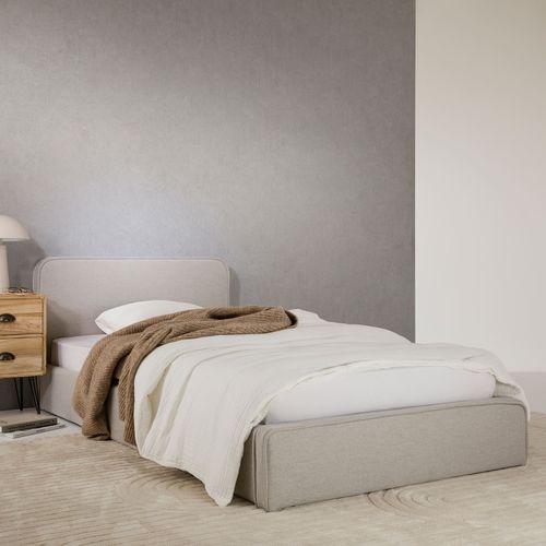 Lit Simple Belarti 90 X 190 Cm, Revêtement En Tissu - Gris Clair
