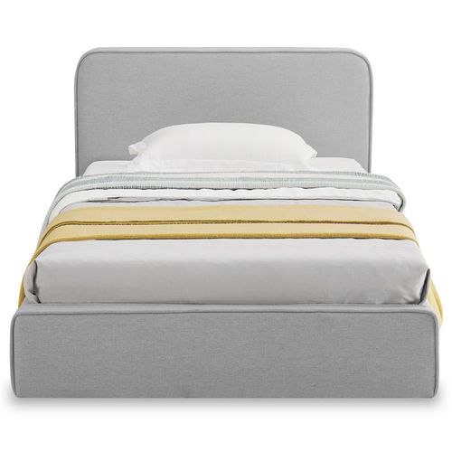 Lit Simple Belarti 90 X 190 Cm, Revêtement En Tissu - Gris Clair