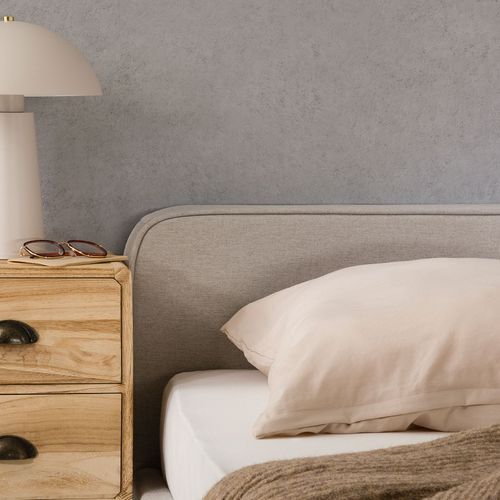 Lit Double Belarti 140 X 190 Cm, Revêtement En Tissu - Gris Clair