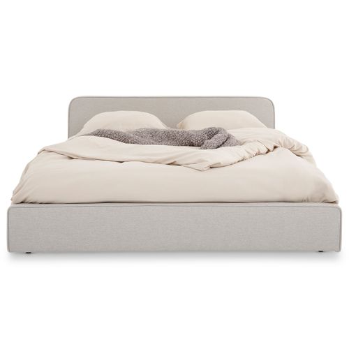 Lit Double Belarti 140 X 190 Cm, Revêtement En Tissu - Gris Clair