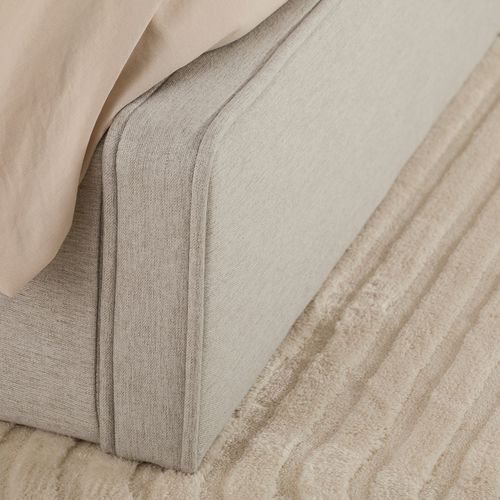 Lit Double Belarti 140 X 190 Cm, Revêtement En Tissu - Gris Clair