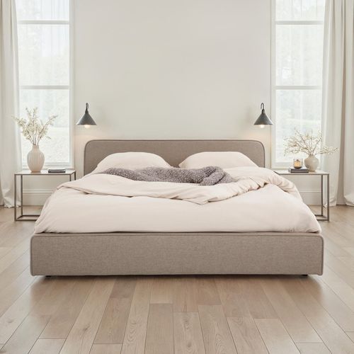 Lit Double Belarti 140 X 190 Cm, Revêtement En Tissu - Grège