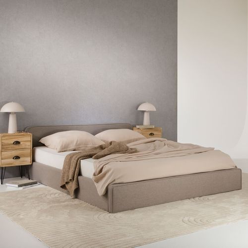 Lit Double Belarti 140 X 190 Cm, Revêtement En Tissu - Grège
