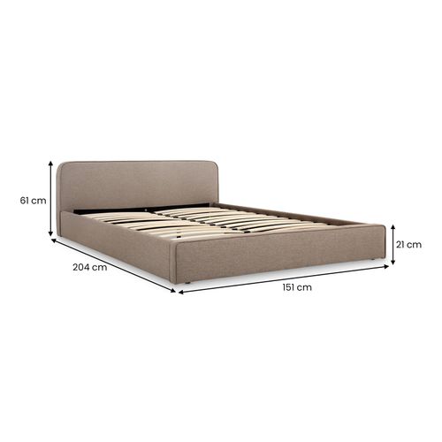 Lit Double Belarti 140 X 190 Cm, Revêtement En Tissu - Grège