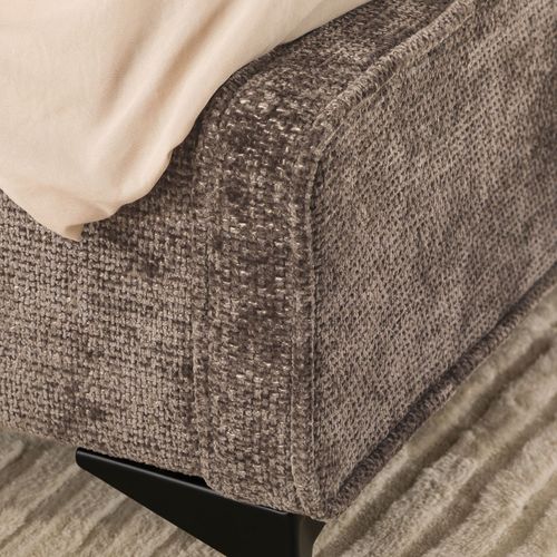 Lit Double Leverda 140 X 190 Cm, Revêtement En Tissu - Brun