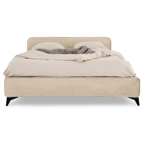 Lit Double Ravello 140 X 190 Cm, Revêtement En Tissu - Beige