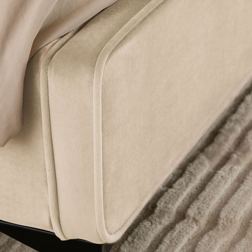 Lit Double Ravello 140 X 190 Cm, Revêtement En Tissu - Beige