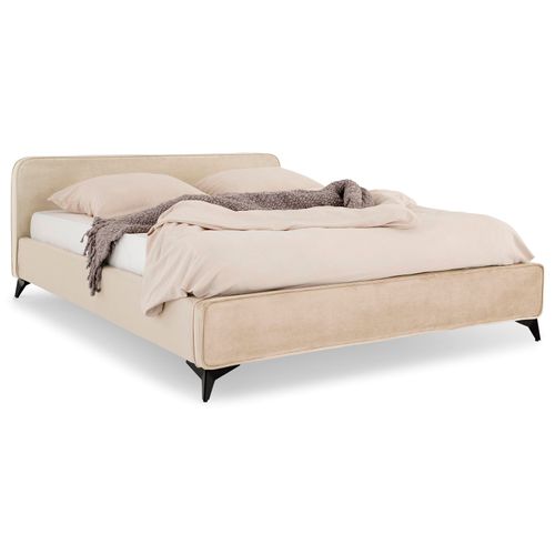 Lit Double Ravello 140 X 190 Cm, Revêtement En Tissu - Beige