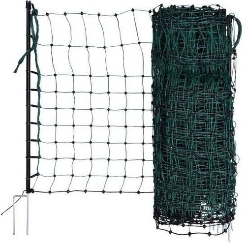 Filet Pour Lapin Et Autres Petits Animaux Électrifiable - 50 M - 65 Cm - Double Pointe - Vert