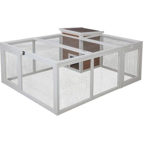 Enclos D'extérieur Petits Animaux - 132 X 102 X 59 Cm - Maison Intégrée - Grillage