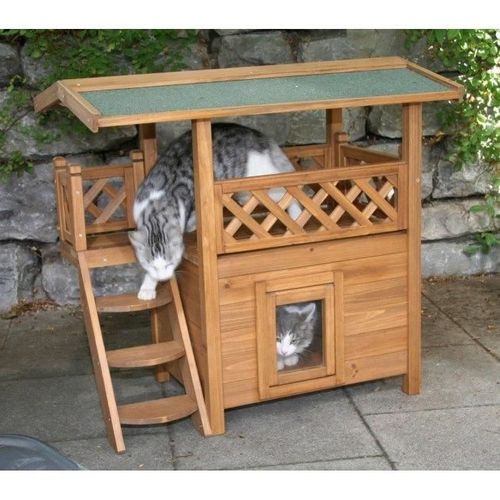 Maisonnette Pour Chat - Kerbl - Lodge - Bois - Marron / Vert - 77 X 50 X 73 Cm