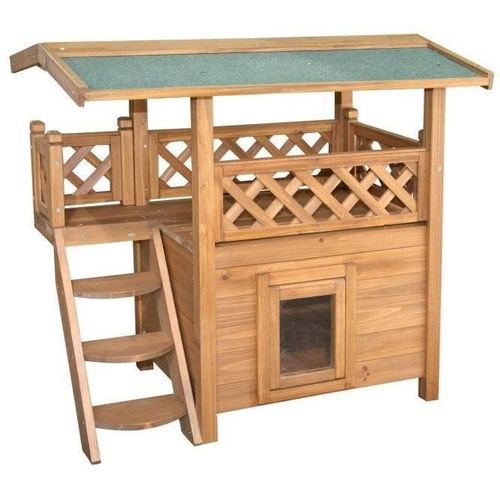 Maisonnette Pour Chat - Kerbl - Lodge - Bois - Marron / Vert - 77 X 50 X 73 Cm