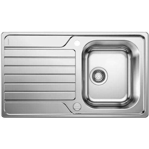 Evier Cuisine Inox Brossé 86 X 50 Cm, À Encastrer, 1 Cuve Égouttoir Réversible, Blanco Dinas 45s