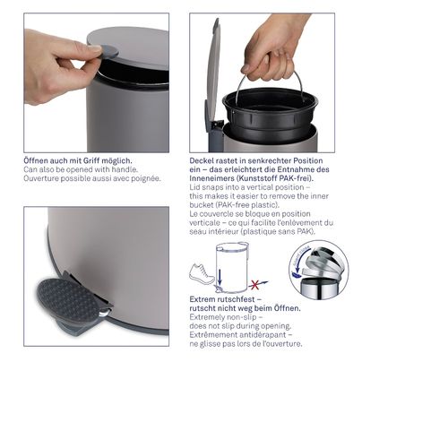 Poubelle 12l Mats 38cm Metal*gris Clair*n - 10640