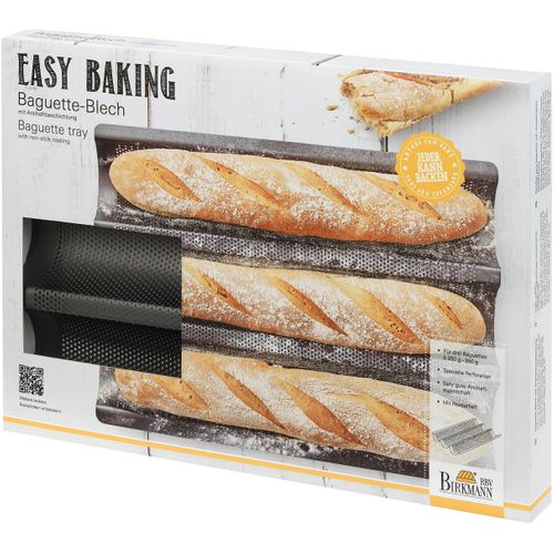 Plaque De Cuisson Perforée - Easy Baking - Acier Carbone - Anti Adhésif - Pour 3 Baguettes