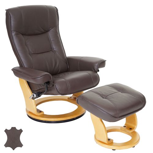 Mca Fauteuil Relax Hamilton Cuir Charge 130kg Marron Nature