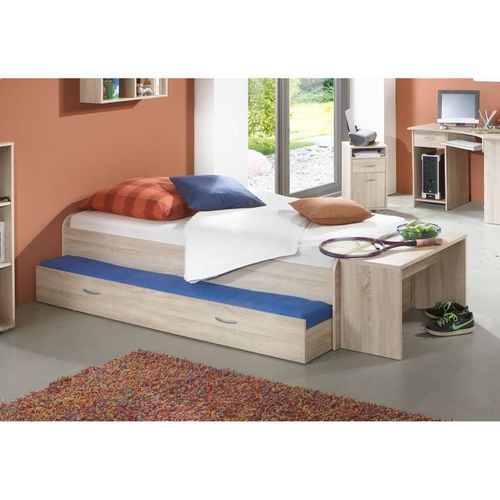 Lit Gigogne Pour Un Double Couchage - Décor Chene - L94,6 X H50,5 X P203 Cm - Fabriqué En Allemagne