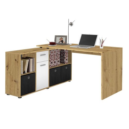 Bureau D'angle Réversible "oxela" 135cm Chêne