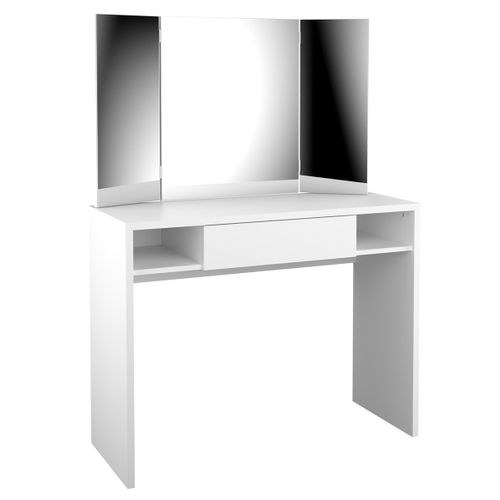 Coiffeuse 1 Tiroir 2 Niches Avec Miroir 3 Pans