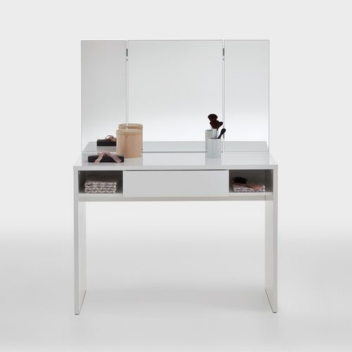 Coiffeuse 1 Tiroir 2 Niches Avec Miroir 3 Pans
