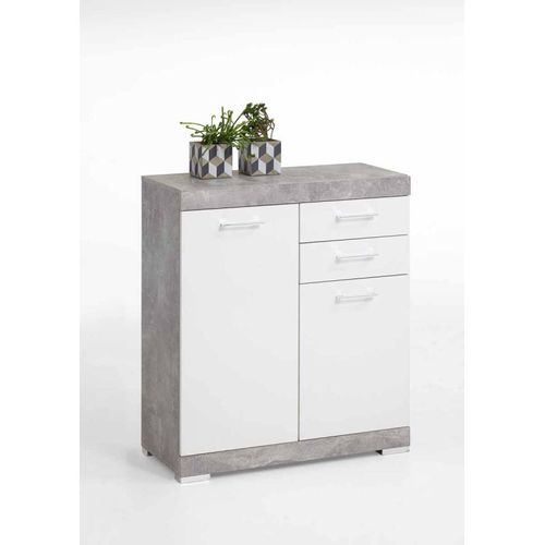 Commode 2 Portes et 2 Tiroirs "cazeg" 89cm Gris