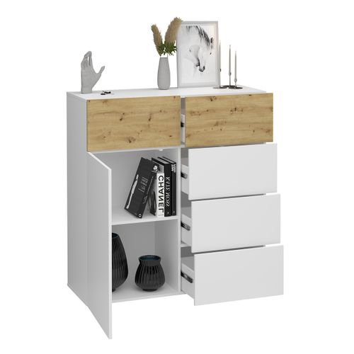 Buffet 1 Porte 5 Tiroirs - L109 Cm