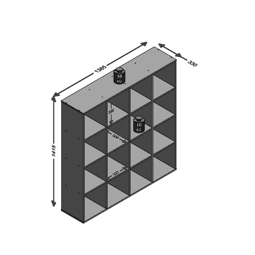 Meuble à 16 Cases - L138,5 X L33 Cm X H143 Cm