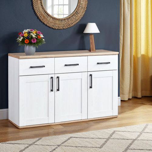 Buffet 3 portes 3 tiroirs ROMANCE imitation Pin/ imitation Chêne