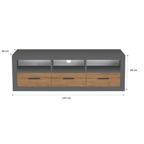 Meuble TV - MATT gris et imitation chêne