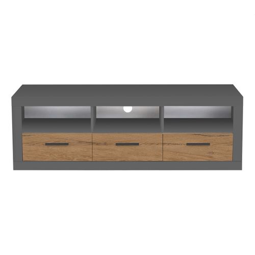 Meuble TV - MATT gris et imitation chêne