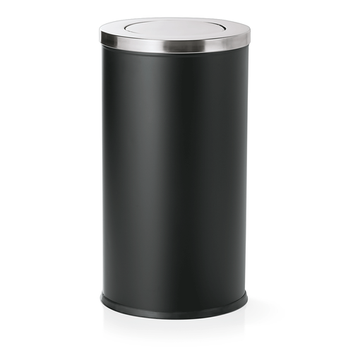 Poubelle En Acier Au Nickel-chrome 80 L Noir H 710 Mm Ø 370 Mm -