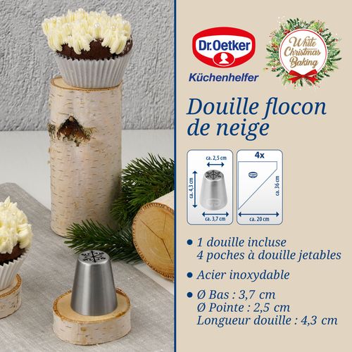 Lot De 4 Poches à Douille Et Embout Flocon De Neige En Inox Baker Edition