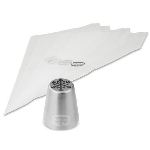 Lot De 4 Poches à Douille Et Embout Flocon De Neige En Inox Baker Edition