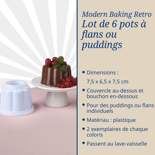 Lot De 6 Moules à Flans Avec Couvercle 6,3 X 7,5 Cm Dr. Oetker Rétro