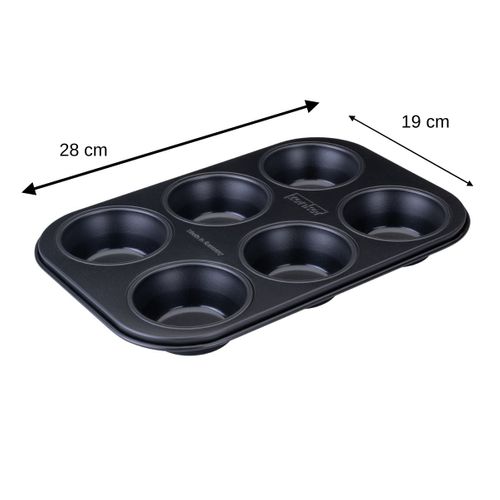 Moule à Muffins 6 Empreintes 28 X 19 Cm Perfect Black +