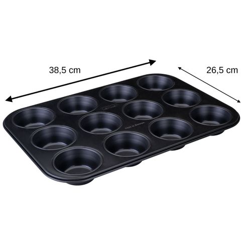 Moule à Muffins 12 Empreintes 38 X 26 Cm Perfect Black