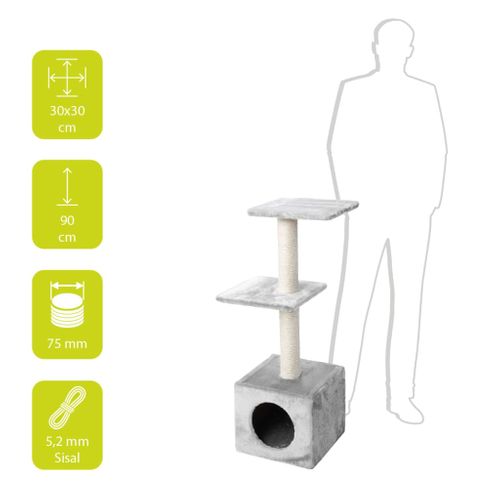 Arbre À Chat Classique Palazzo 30x30x90 Cm Gris
