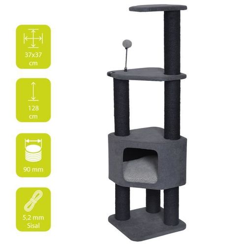 Griffoir Kobe 37 X 37 X 128 Cm - 10,3 Kg - Gris - Pour Chat