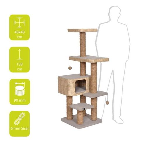 Griffoir Palawan Pour Chats - 48 X 48 X 140 Cm - Brun