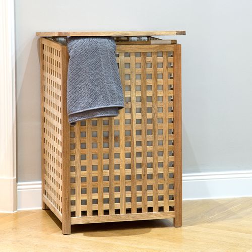 Panier à Linge Bois Noyer Corbeille