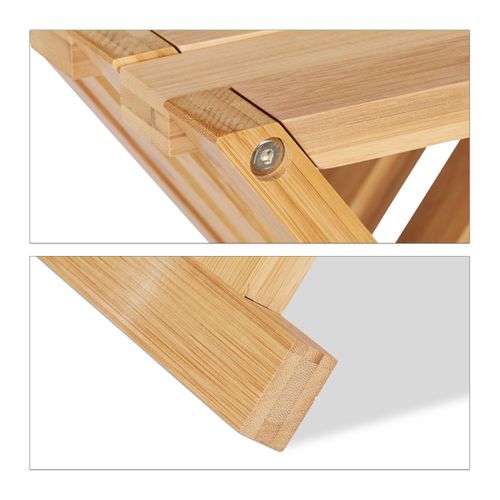 Tabouret Bas Pliant En Bambou Naturel