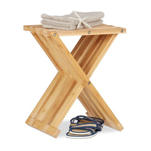 Tabouret Bas Pliant En Bambou Naturel